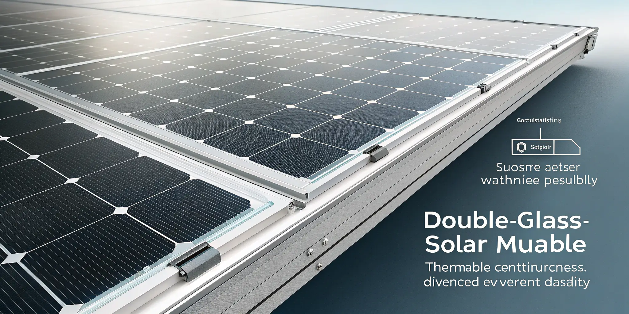 Close-up of double-glass solar panels for enhanced durability