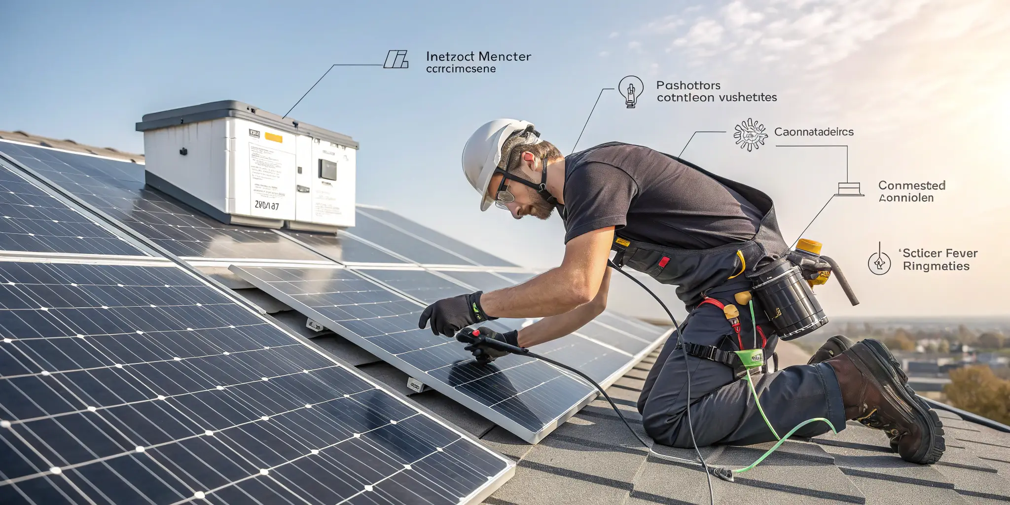 Solar technician working on high-performance MC4 connectors