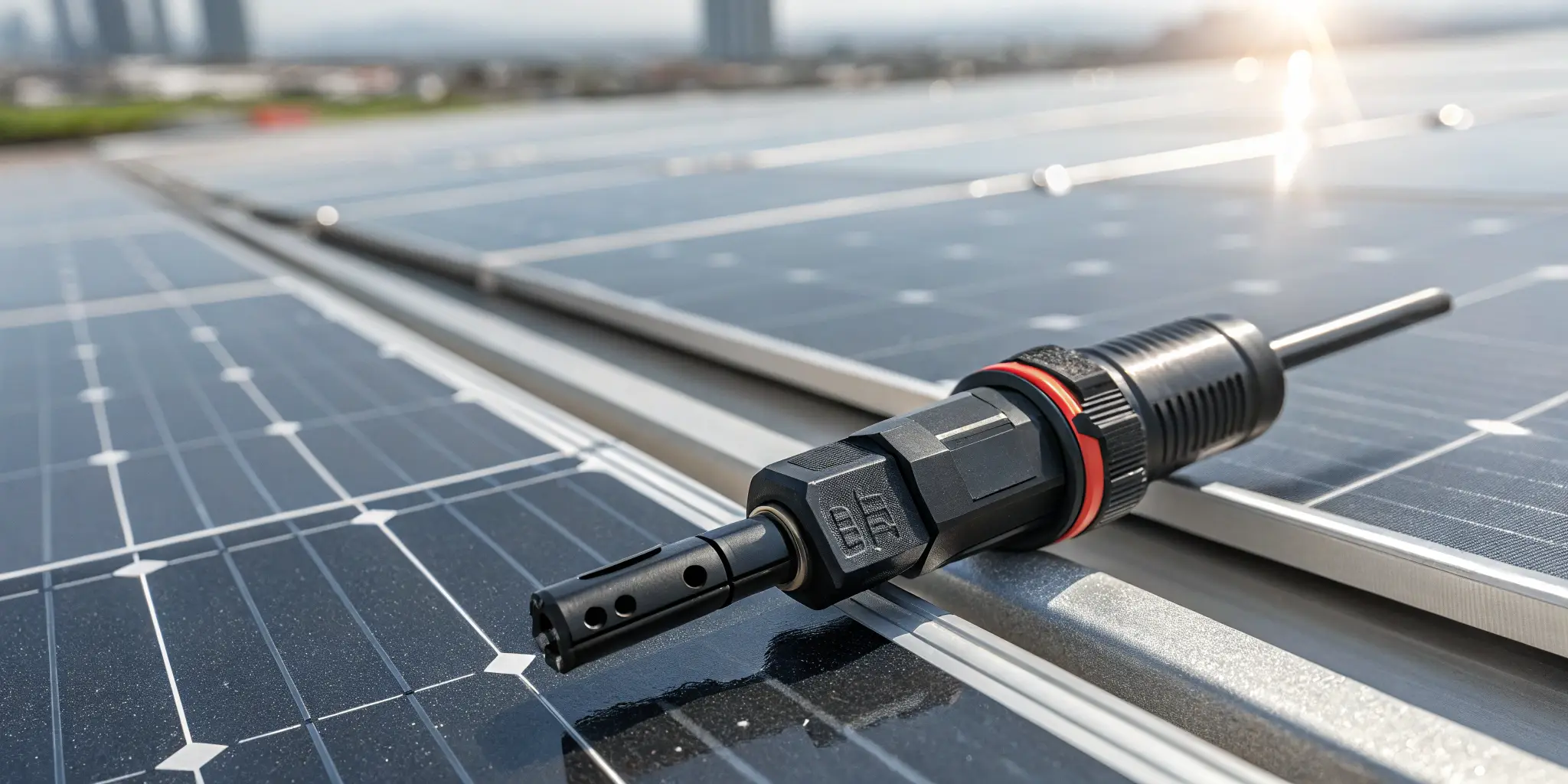 MC4 connector designed for long-lasting performance MC4 connector on solar panel with focus on durability