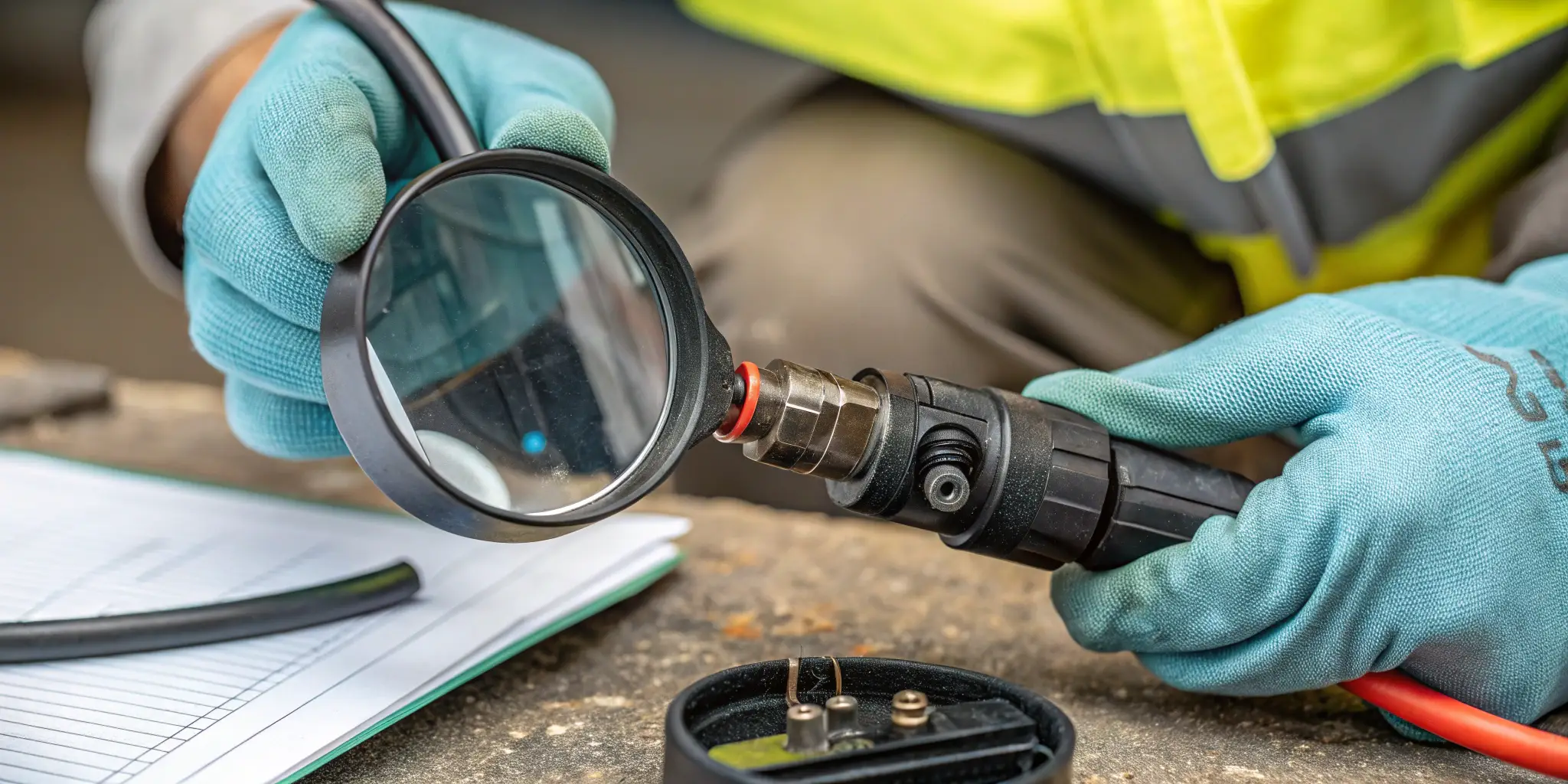 Close-up of MC4 Connector Inspection for Solar Panel Maintenance