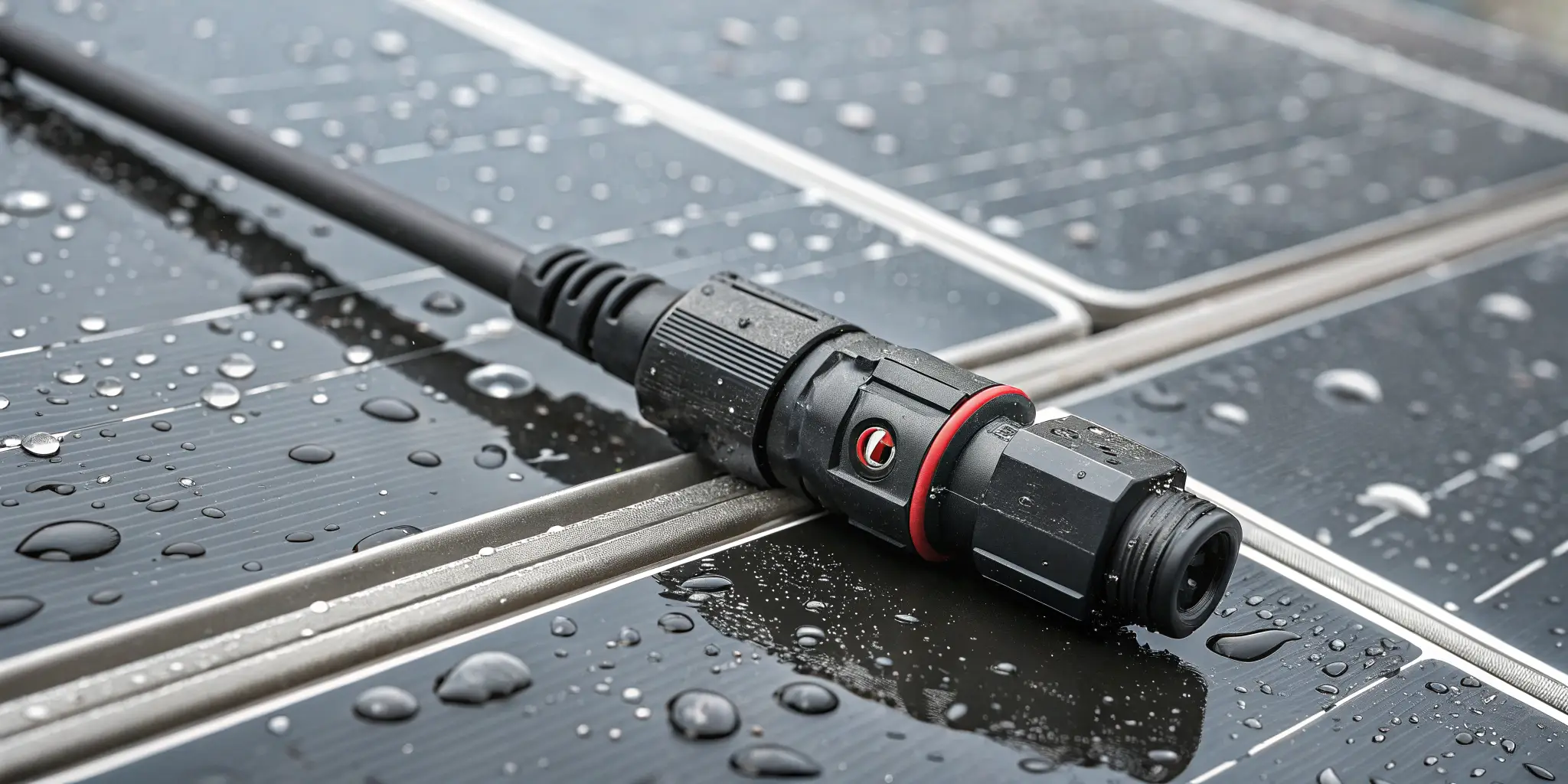 Solar panel system showing poorly installed MC4 connectors causing sparks and a short circuit, highlighting consequences of poor installation with melted connectors and damaged wiring