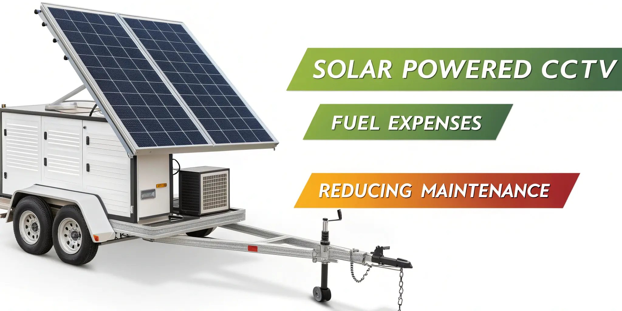 Solar-powered CCTV trailer highlighting cost savings