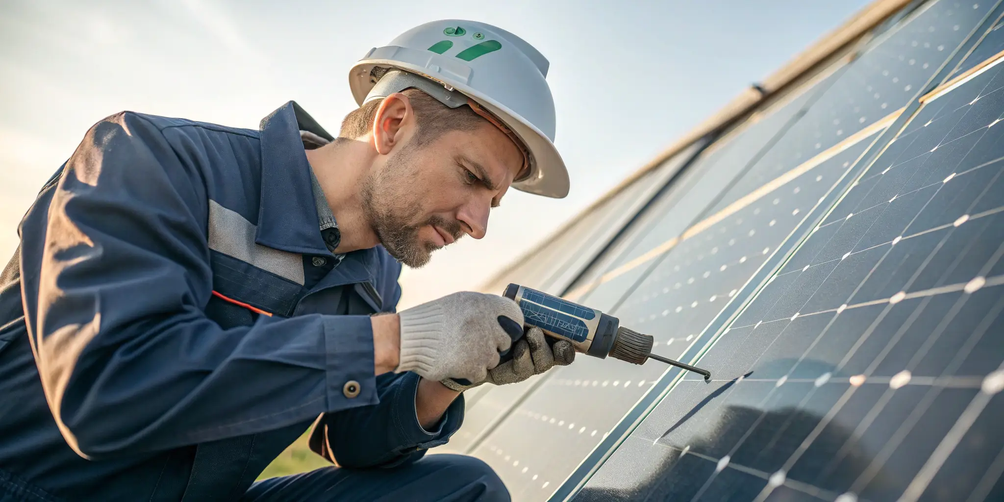 Technician inspecting a solar connector for early signs of corrosion