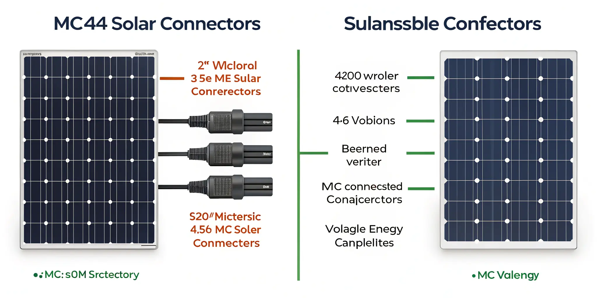 Comparison of MC44 and Sulanssible solar connectors, showing compatibility and electrical features