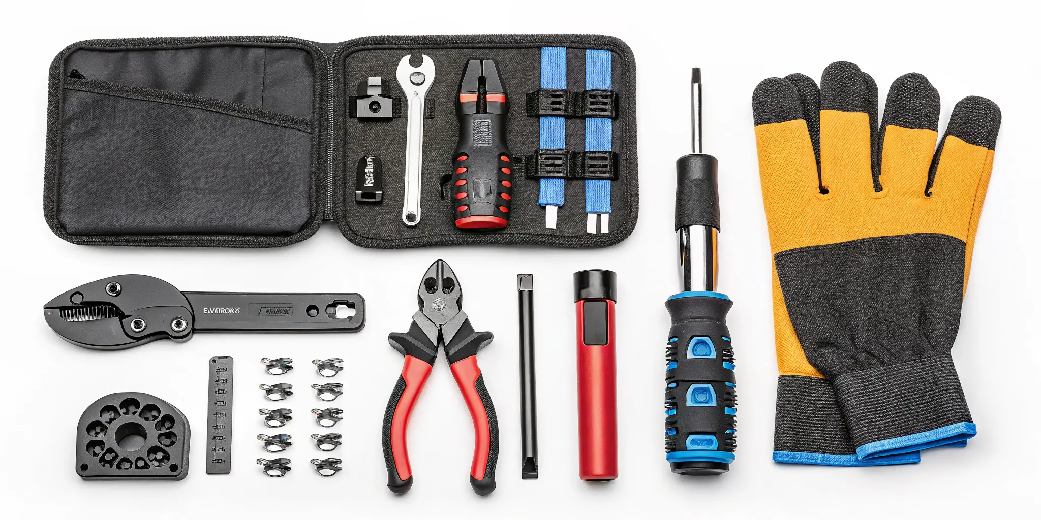 Complete solar connector crimping and installation tool kit with gloves