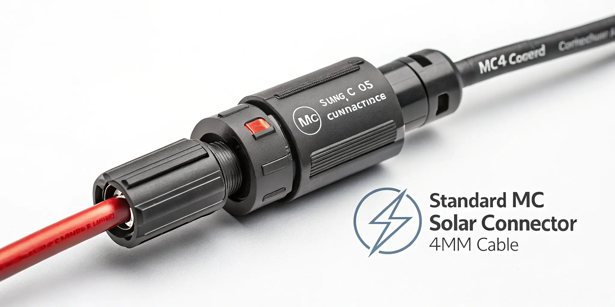 Standard MC4 solar connector attached to 4mm cable