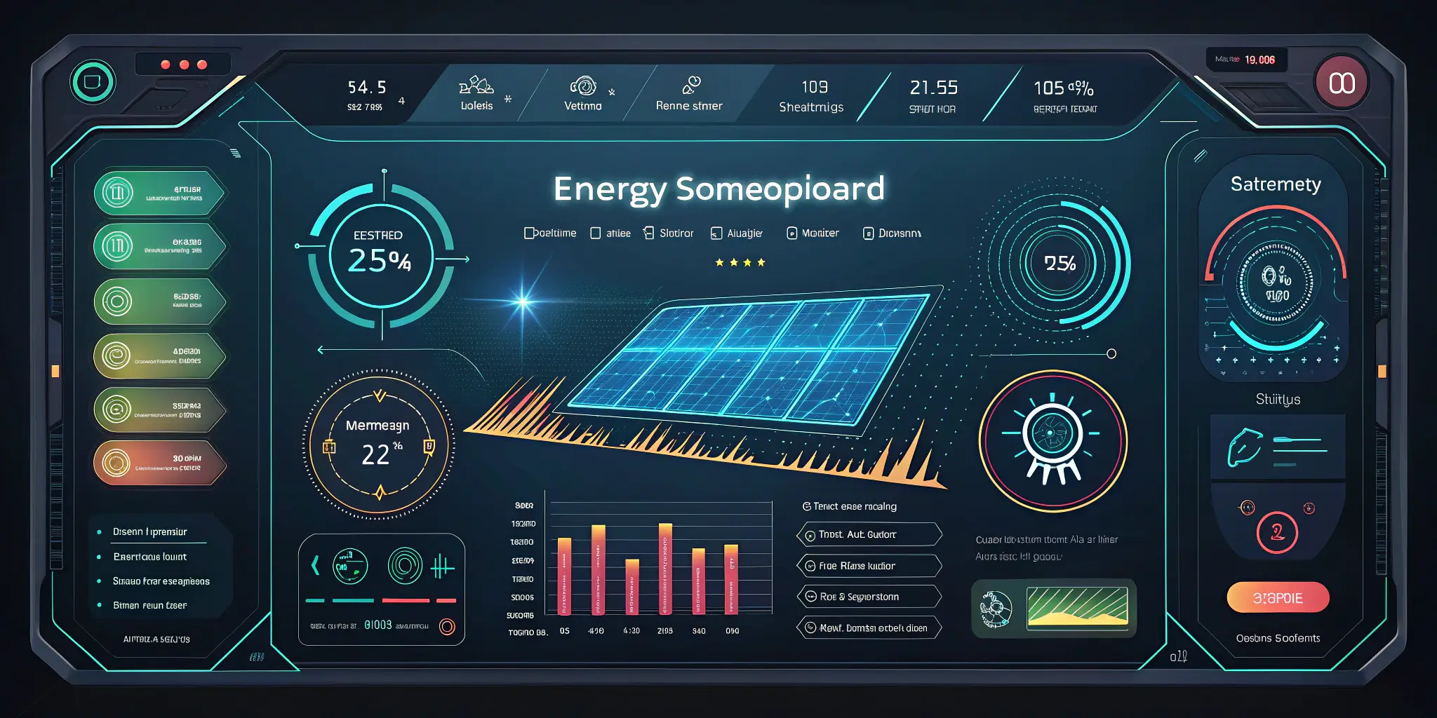 holistic energy management interface tracking solar generation, battery reserves, and grid independence