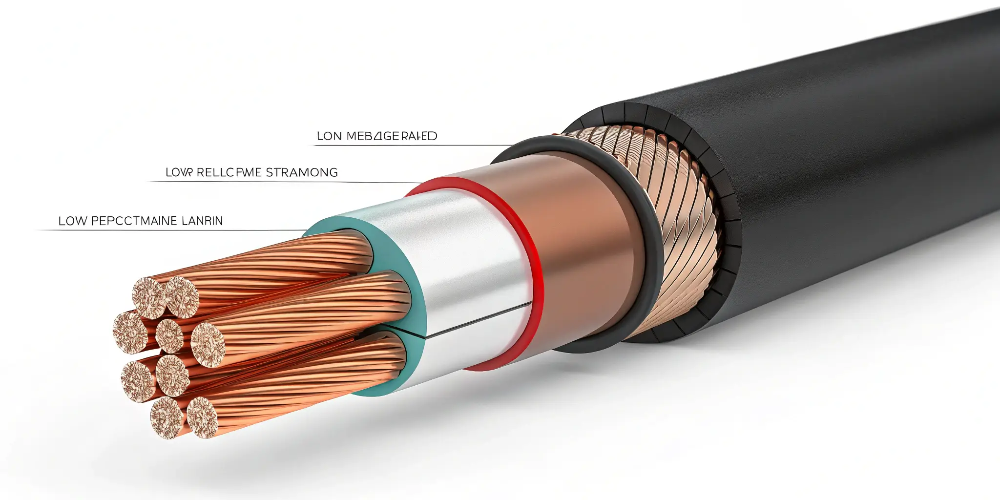 Cross-section of solar PV cable with labeled layers