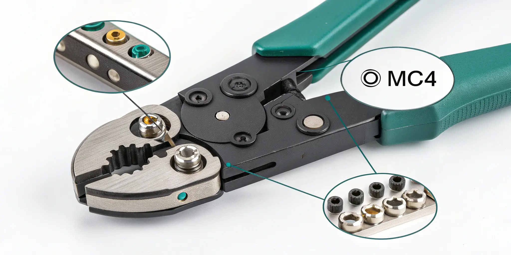MC4 crimping tool with O-shaped terminal insert details