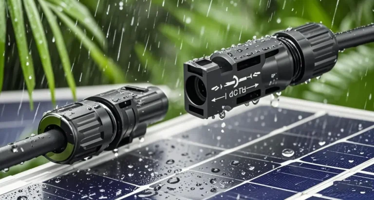 MC4 connector on coastal solar farm