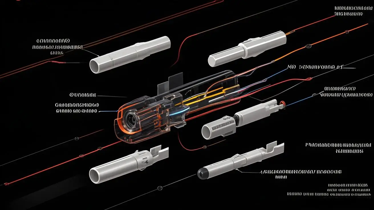 Exploded view of MC4 connector showing internal pin contacts and wiring layout