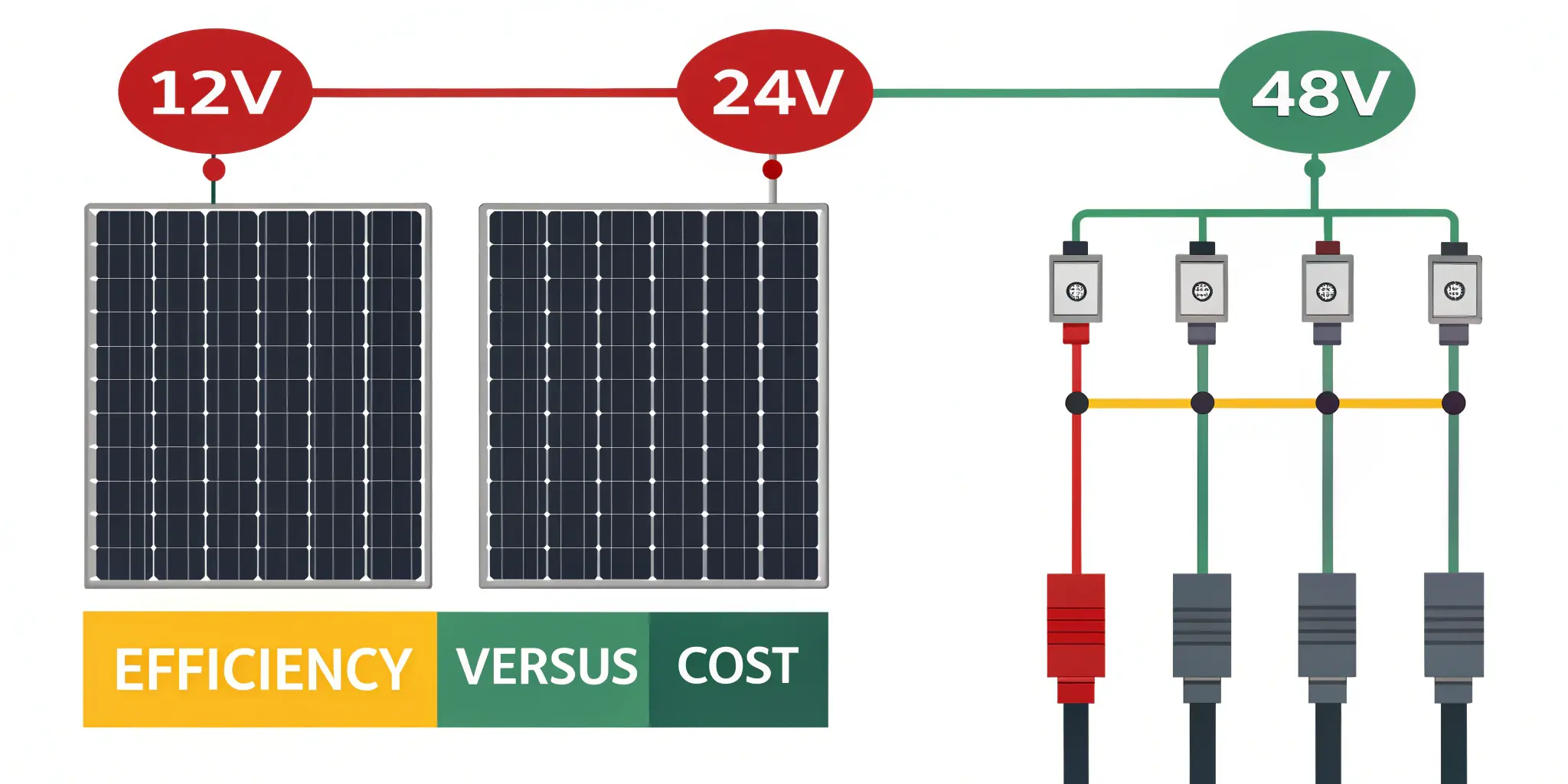 Solar setup efficiency vs cost comparison across 12V 24V 48V systems