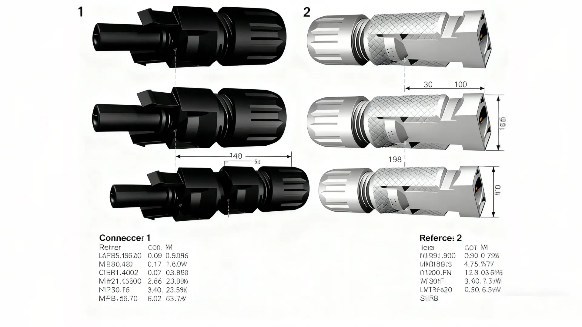 Connector measurements and technical references