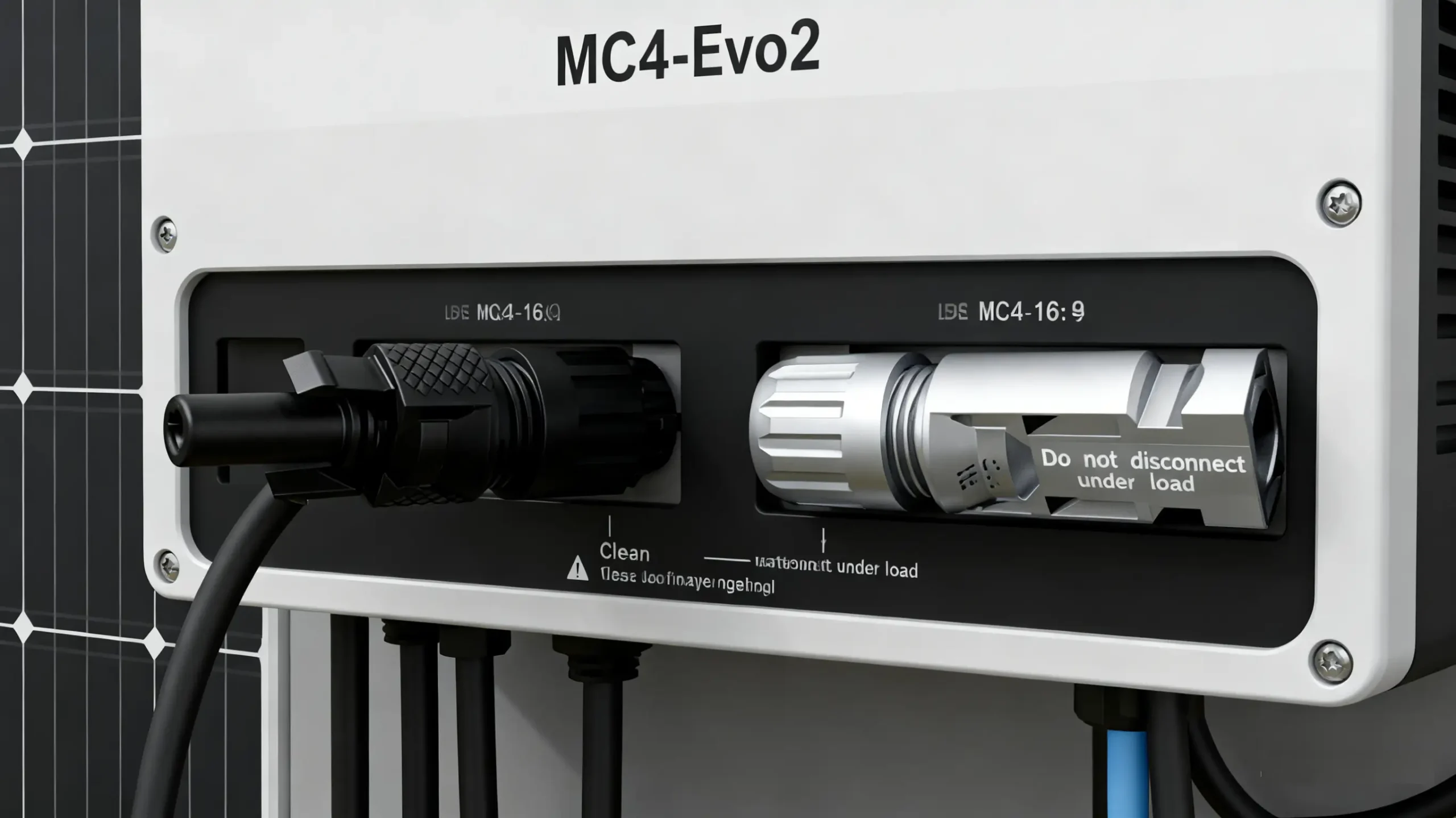 MC4-Evo2 connectors installed on PV inverter