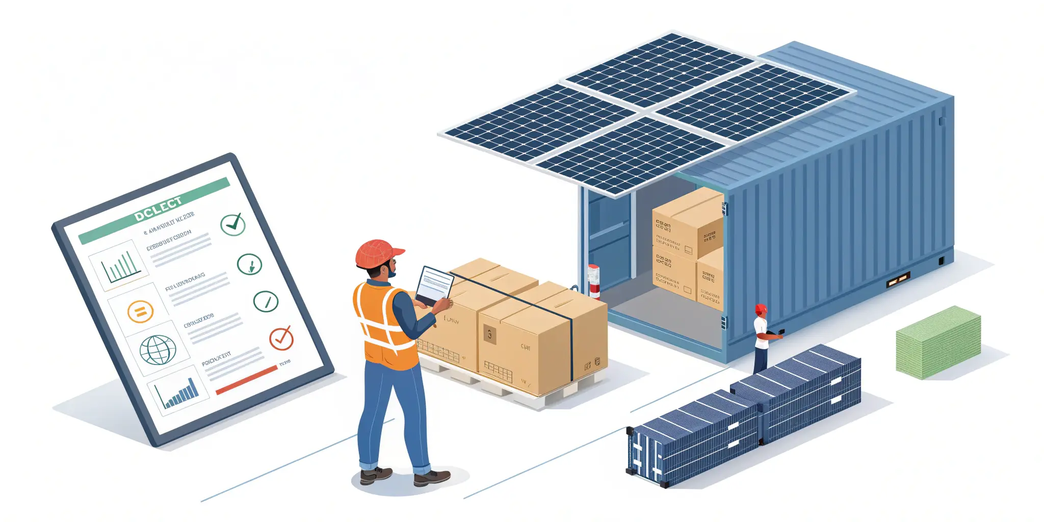 Solar powered container and warehouse loading inspection