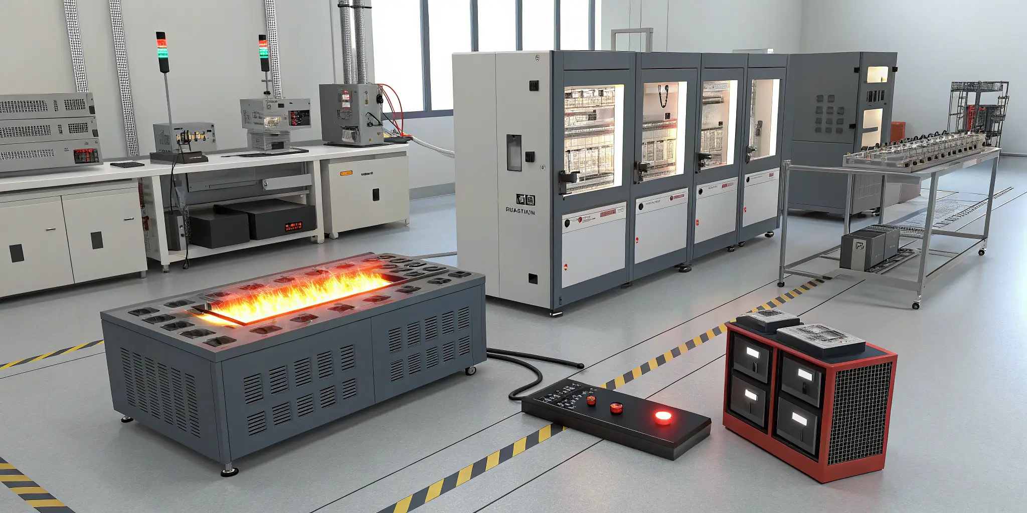 PV connector laboratory fire test equipment verifying high-temperature safety performance for solar installations