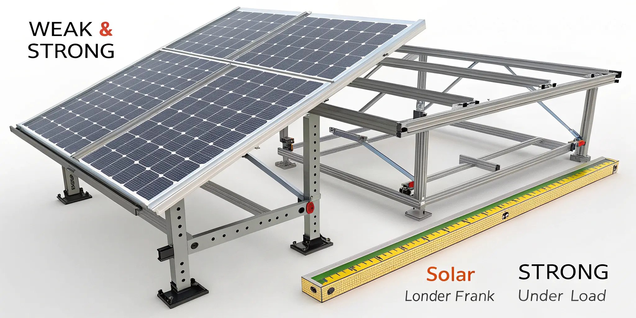 solar mounting structure, strong aluminum frame under load